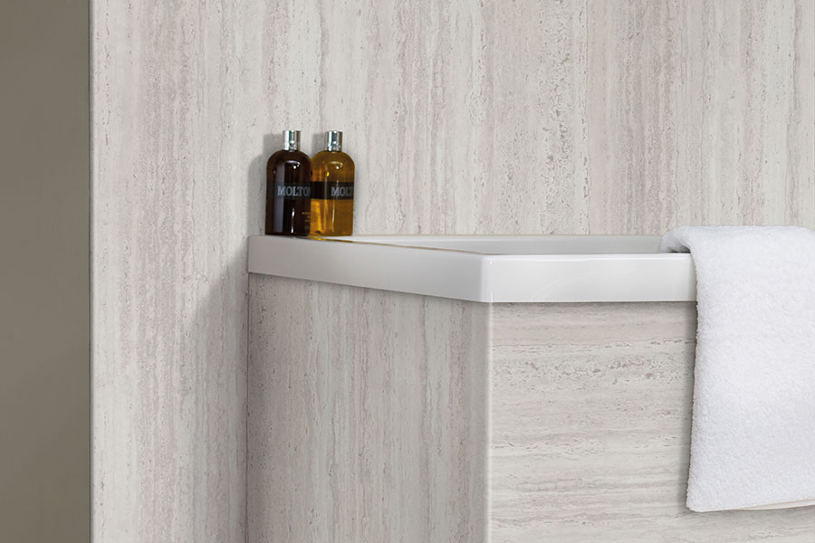 Bushboard nuance platinum bathroom wall panels and bath panel