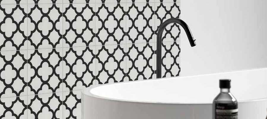 Modern black and white geometric bathroom wall tiles 