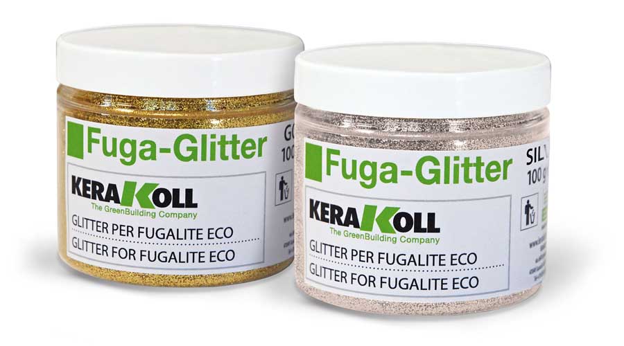 Fuga glitter can be added to tile grout when tiling a bathroom to ad sparkle and glamour to your tiles