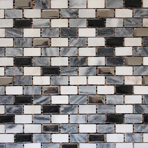 Black Brick Pattern Mosaic Tile Sheets
